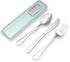 Travel Utensils with Case 4pcs Stainless Steel Knives Spoons and Forks Set Reusable Cutlery Set for Camping Picnic Hiking Office (Light green)...