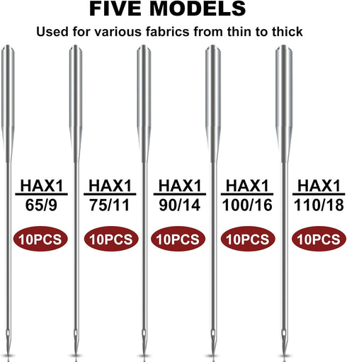 Sewing Machine Needles, Universal Sewing Machine Needle, ONEHERE Compatible with Singer, Brother, Janome, Varmax, Sizes HAX1 65/9, 75/11, 90/14, 1...