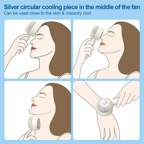 Handheld Cooling Fan, Portable Mini Fan with Cold Compress Function, USB Rechargeable Battery, 3 Speeds Adjustable Rechargeable for Eyelash Makeup...