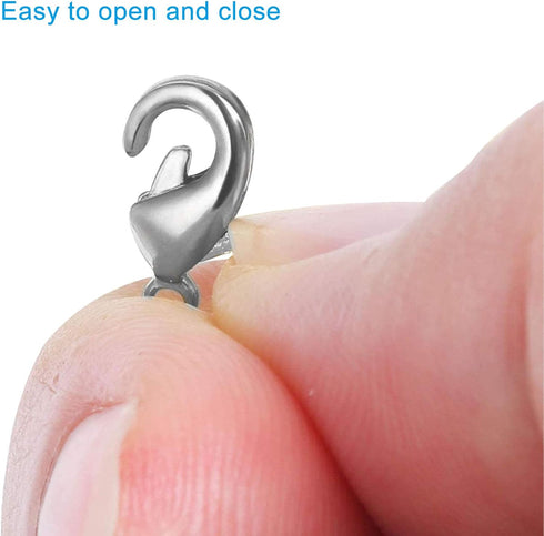 200 Pcs Lobster Clasps Curved (12x6mm) Stainless Steel Lobster Claw Clasps for Bracelet Necklace Jewelry Making Findings Fastener Hook(White k)...