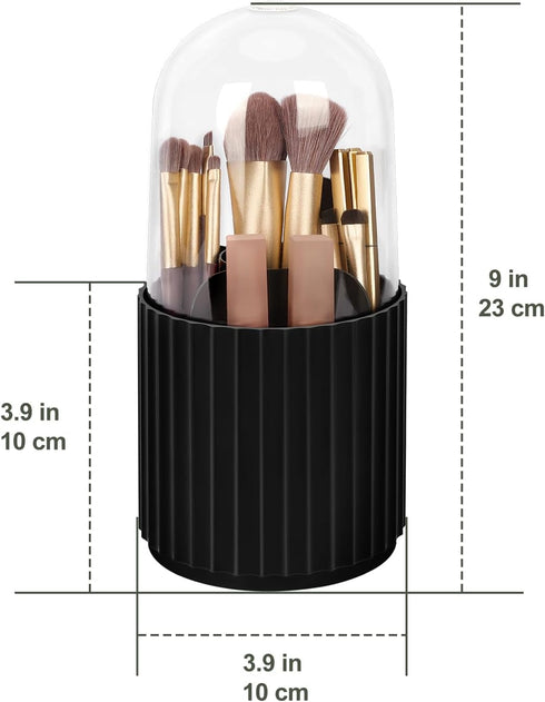 JessLab Makeup Brush Holder Organizer with Lid, 360 Degree Rotatable Makeup Brush Organizer Spinning Cosmetics Holders Brush Storage Box Display f...
