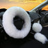 3Pcs Set Womens Winter Fashion Wool Fur Soft Furry Steering Wheel Covers White Fluffy Handbrake Cover Gear Shift Cover Fuzz Warm Non-Slip Car Deco...