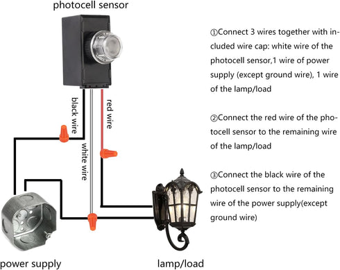 Dusk to Dawn Sensor 2 Packs, Photocell Light Sensor for Outdoor Lighting, 120-277V Photoelectric Switch Replacement with Wire Caps, Hard-Wired Pos...