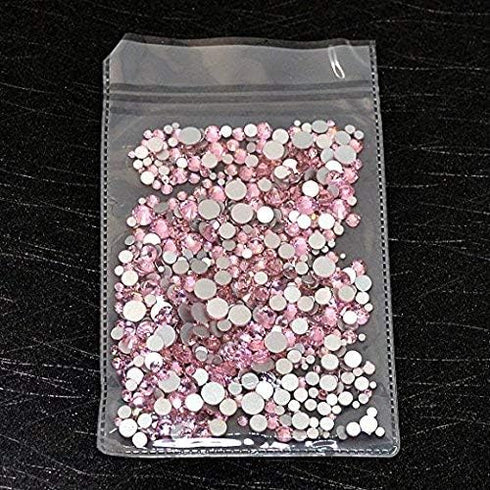 AD Beads 1440 Pieces Mixed Size No Hotfix Glue on Quality Glass Flatback Rhinestones Round Crystal Gems (22 Lt. Rose)...