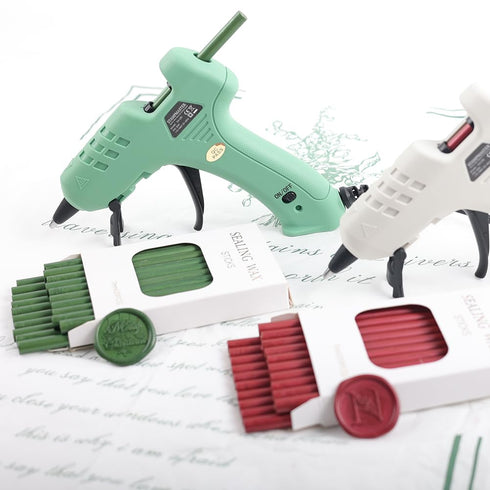 Green Sealing Wax Sticks add Glue Wax Gun, Hot Melting Glue Gun for Mini Size Green Wax Seal Sticks Low Tempreture Great Tool for DIY Wax Seals Wx...