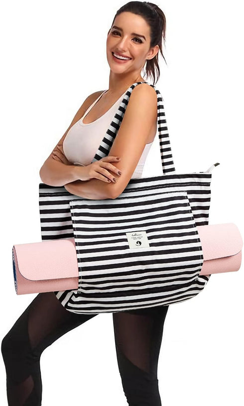 WLLWOO WLLWOO Yoga Bags for Women with Yoga Mats Bags Carrier Carryall Canvas Tote for Pilates Shoulder for Travel Office Beach Workout...
