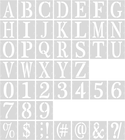 AIEX 43pcs 1 Inch Letter and Number Templates, Reusable Plastic Uppercase Letter Stencils Alphabet Stencils Punctuation Marks Symbol Numbers Craft...