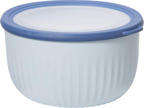 Oggi Prep, Store & Serve Plastic Bowl w/See-Thru Lid- Dishwasher, Microwave & Freezer Safe, (4 qt) Blue w/Dk Blue Lid...