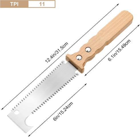 Hand Saw for Woodworking Hand Tools,6 inch Double Edge TPI 11 Pull Saw Flush Cut Saw for Wood, Small Trim Saw for Outdoor Camping Garden...
