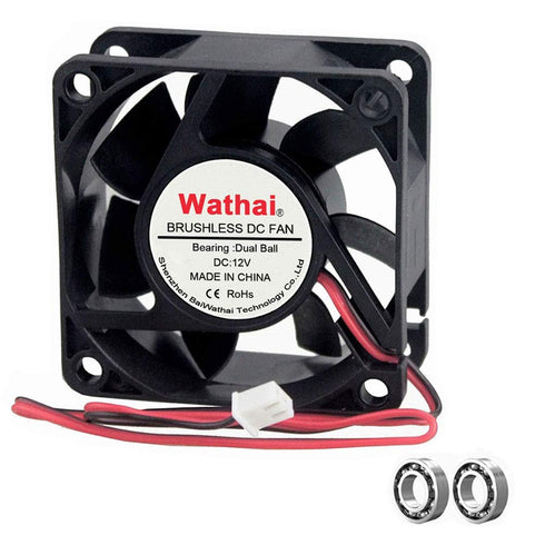 Wathai 60mm x 25mm 12V Waterproof Small Fan Dual Ball High Speed DIY Cooling for RV Refrigerator, Computer Case, Generator, Plant Tank or Terrariu...