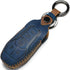 Leather Cover Key Fob Shell Compatible with Ford F150/F250 2015 2016 2017 5 Buttons Keyless Remote Control (B-Blue) …...
