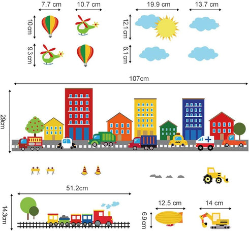 decalmile Construction Cars City Wall Decals Transportation Roads Kids Wall Stickers Baby Nursery Childrens Bedroom Playroom Wall Decor...