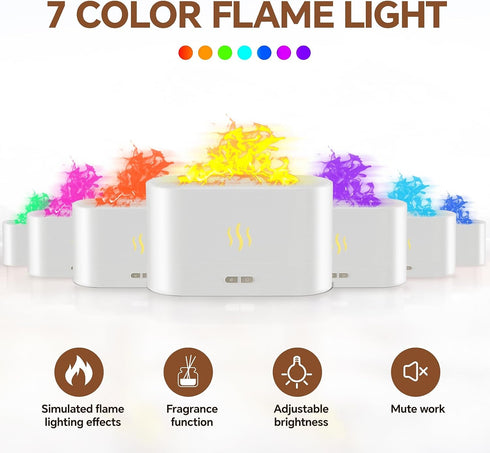 Flame Humidifiers for Home, 180ml Aromatherapy Diffuser, 7 Colors of Flame Light and Auto-Off Function, 2 Brightness Modes Small Humidifier, Suita...