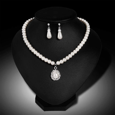 Pearl Necklace and Earring Set, Wedding Pearl Jewelry Sets for Bride Bridesmaid Women...