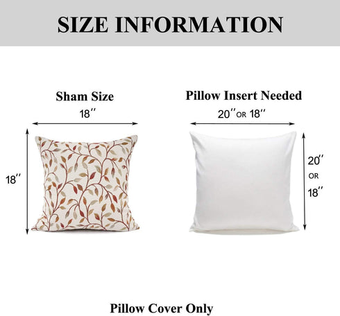 YOUR SMILE Classical Embroidery Jacquard Beige Leaf Pattern Square Decorative Throw Pillow Case Cushion Cover 18 x 18 inch...