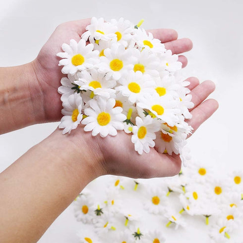 JOHOUSE 200PCS Silk Daisy Flower Heads, Gerbera Chrysanthemum Artificial Daisies Table Confetti for Baby Showers Birthday DIY Crafts...