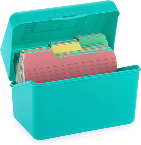BTSKY 1 Pack 4 x 6 inch Index Card Box - Index Card Holder Notecard Box Recipe Card Box Plastic Storage Organizer for Filling Index Cards, Note Ca...