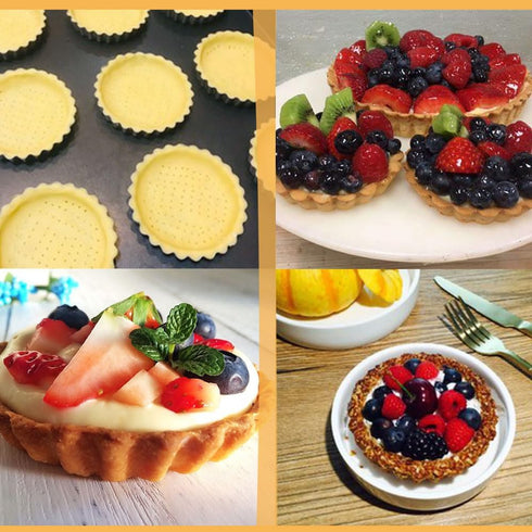 Mini Tart Pans 4 Inch with Removable Bottom, Nonstick Quiche Pan Fluted Edges Thickened Carbon Steel Pie Tart Pans for Baking tartlets, fruit tart...