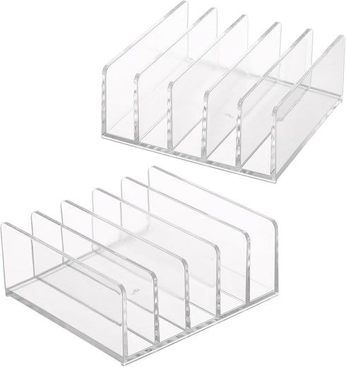 Hipiwe 2-Pack Acrylic File Organizer for Sorting Mail - 5 Slots Letter Sorter Clear Desktop Bill Divider Holder for Paper Envelope Document Book C...