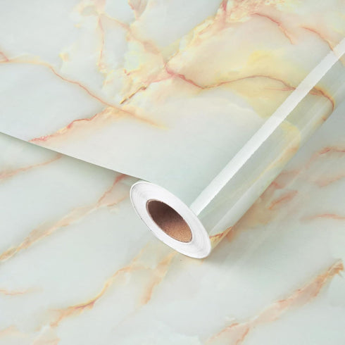 Beige Pink Marble Contact Paper Self Adhesive Marble Wallpaper Stick and Peel Waterproof Cream Granite Contact Paper for Countertops Kitchen Cabin...