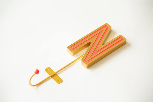 COLLECTIVE HOME - Monogram Wall Hooks, Wall Mounted Hooks for Hanging, Wood Letters for Wall Decor, Home-Bedroom-Livingroom Gold Decor, Decorative...