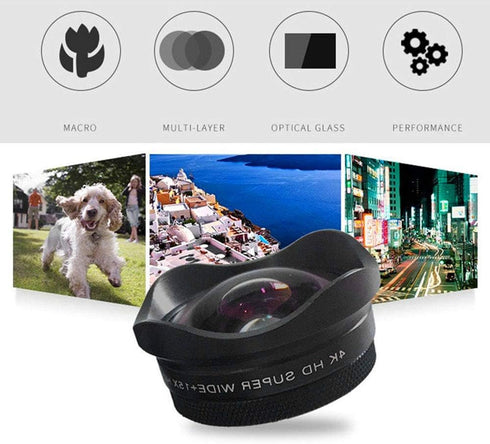 Andoer 4K Smartphone Camera Lens 0.45X Wide Angle 15X Macro Phone Lens with Universal Clip...