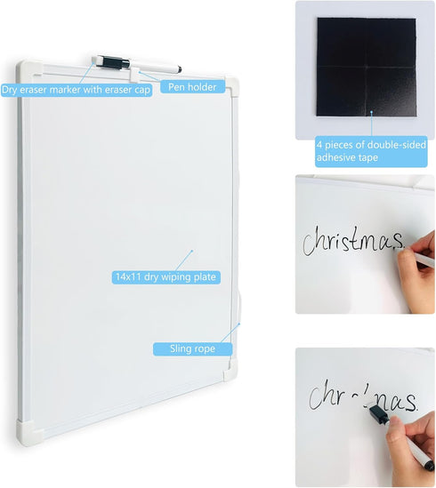 GDMINLO Double-Sided Small Dry Erase Board, 14 x 11 inches Whiteboard for Students Teachers School Supplies Lapboards, Includes a Black Dry Erase ...