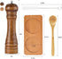 SZUAH Salt and Pepper Grinders, Oak Wooden Salt and Pepper Mills Shakers with Cleaning Brush & Wood Stand, Ceramic Rotor with Strong Adjustable Co...