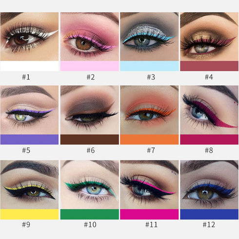 Coloured Eyeliner,Matte Liquid Eyeliner Rainbow Colorful Neon Eyeliner Pencil Pigmented Waterproof Smudgeproof Long Lasting Gel Eye Liner Christma...
