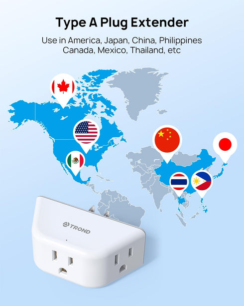 TROND 2 Prong to 3 Prong Outlet Adapter 2 Pack - Outlet Extender with 3 AC Outlets, 3-Way Outlet Splitter, Cruise Ship Essentials, 2 Prong Plug Ex...