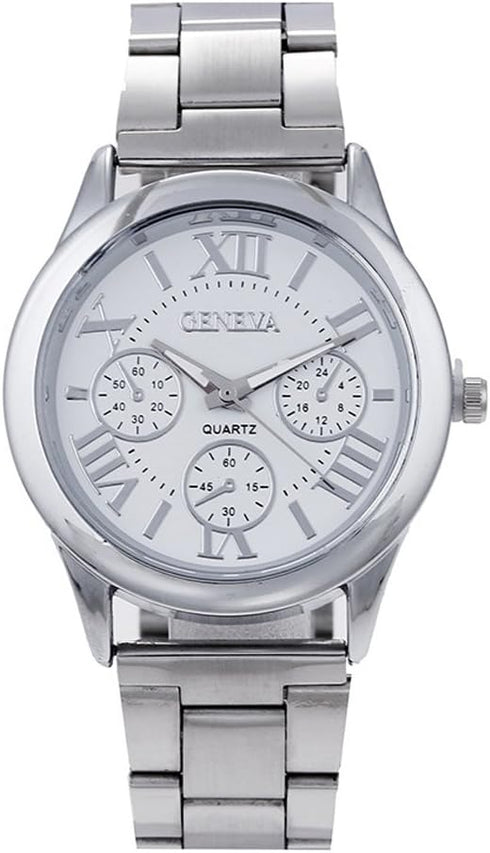 Weicam Women Girls Wholesale 2 Pack Watch Set Roman Numerals Dial with 3 Decorated Small Sub-dials Men Business Stainless Steel Quartz Analog Wris...