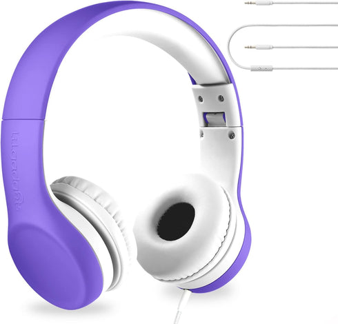 LilGadgets Connect+ Wired Kids Headphones for School w/Microphone, Volume Limiting & Noise Reduction On-Ear Headset w/Cord, SharePort Technology &...