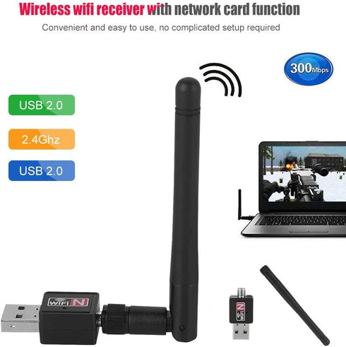 300Mbps USB2.0 Network Card Adapter Dongle Transceiver 2.4Ghz for 2000 / XP/Vista / 7/8 / 10 / Linux...
