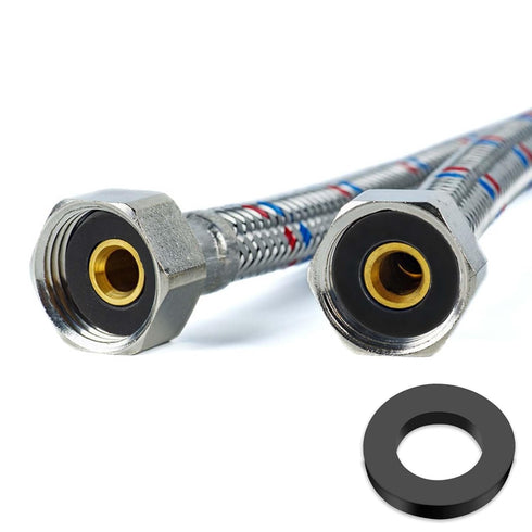 30 PCS Rubber Washers Seals Shower Hose Washers 1/2 Inch Black Flat Rubber Washers Assortment Kit Tap Sealing Rings Rubber Hose Washer for Hose Co...