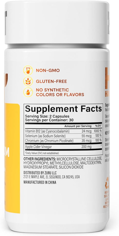 HABIT Metabolism Supplement (60 Capsules) - Supports Digestive Health & Metabolism, Vitamin B12, Selenium, Chromium, Apple Cider Vinegar, Vegan, N...