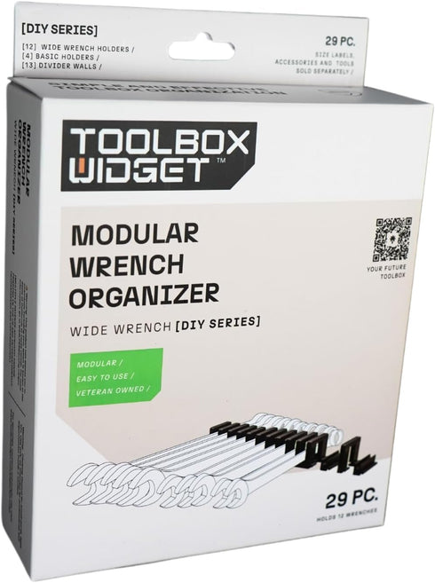 ToolBox Widget - Wrench Organizer, DIY Series for Tool Box, NON-MAGNETIC, Modular Wrench Holder, Fits up to 1-1/2” SAE and 38mm Metric Wrenches, F...