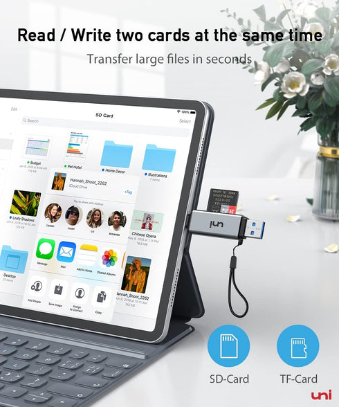 uni SD Card Reader, High-Speed USB C to Micro SD Card Adapter USB 3.0 Dual Slots, Memory Card Reader for SD/Micro SD/SDHC/SDXC/MMC, Compatible wit...