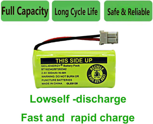 GEILIENERGY 2.4V 300mAh NIMH BT183342 BT283342 BT162342 BT262342 BT166342 BT266342 Battery Compatible with CS6719 CS6419 CS6649 DS6151 at&T CL4940...
