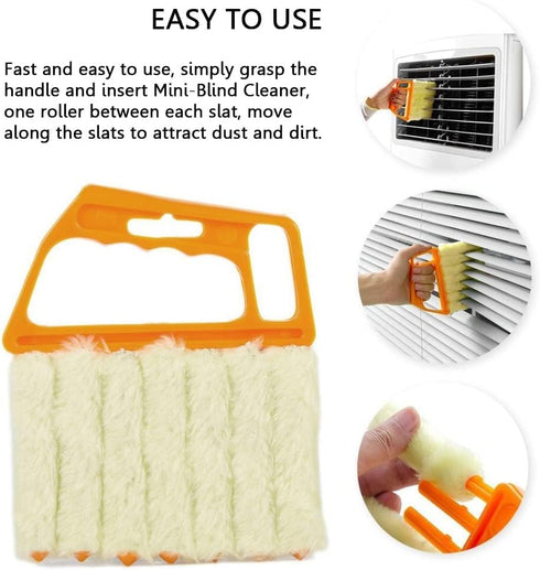 Blind Cleaner Brush , Blinds Dust Shutters , Mini Washable & Removable Window Air Conditioner Duster With 7 Slat Handheld Household Kitchen Cleani...