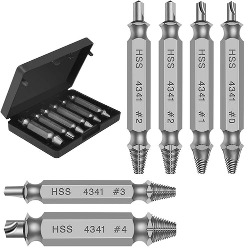 Damaged Screw Extractor Set Tools Gifts for Men - Removal for Stripped Screws Nuts & Bolts, 6PCS Stripped Screw Extractor Kit Drill Bit Tools for ...