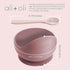 Ali+Oli Silicone Suction Bowl and Spoon Set (Sage, Original) - Unbreakable for 6 Months and Up, Self Feeding Utensils, First Stage Baby Feeding Su...