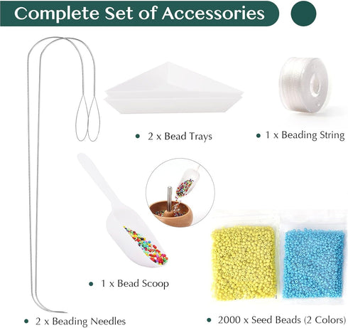Tilhumt Bead Spinner for Jewelry Making, Effortless Rotating Bead Spinner Kit with Beads, Trays, Scoop, and 2 Big Eye Beading Needles for Making S...