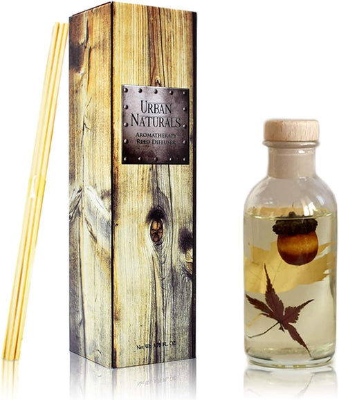 Urban Naturals Autumn Harvest Scented Oil Reed Diffuser | Fall Home Decor with Real Leaves & Botanicals | Creamy Pumpkin Pie, Nutmeg, Maple & Vani...