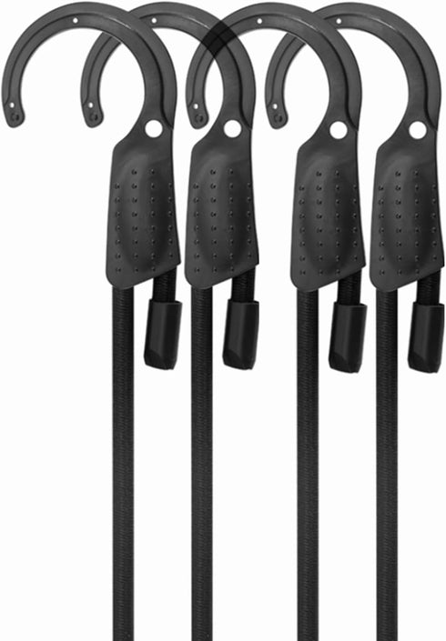 80" Adjustable Bungee Cords with Hooks, Flexibly Adjust from 6.5" to 80", Black Bungee Straps with Superior Elasticity & UV Resistance, Perfect fo...