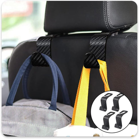 Car Seat Headrest Hooks, 4 Pack Auto Durable Backseat Hangers Storage Organizer, Universal Car Interior Accessories for Purse, Grocery Bags, Handb...