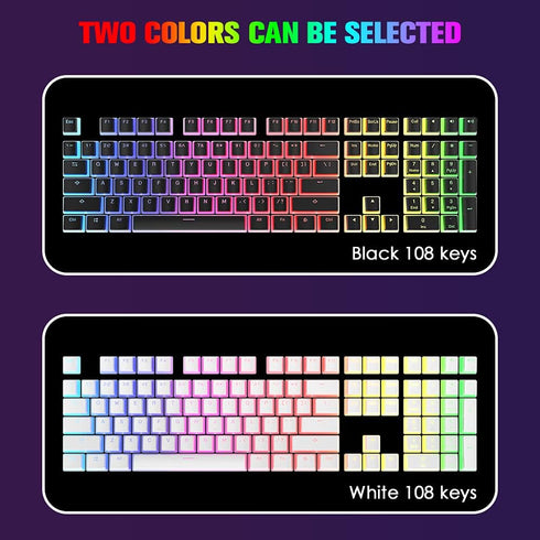 Pudding Keycaps Double Shot PBT Keycap Set with Translucent Layer,for 104 87 61 Keys RGB Backlit Mechanical Keyboards,OEM Profile,US Layout-White...