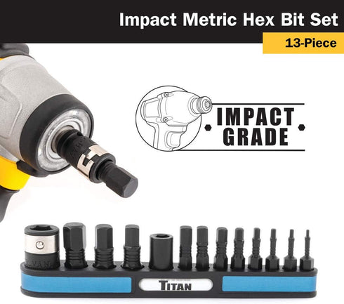 Titan Tools 16038 13-Piece Metric Impact Grade Hex Bit Set...