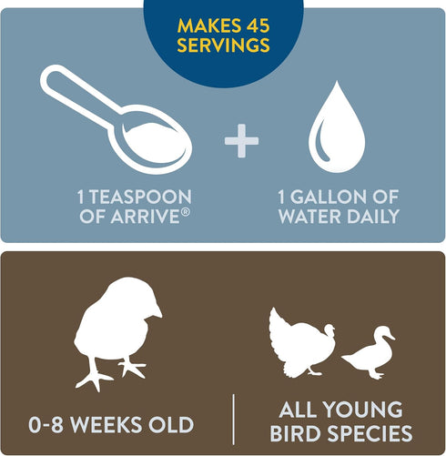 Arrive, Daily Probiotic & Prebiotic Water Supplement for Young Chickens 0-8 Weeks Old, 8 oz...