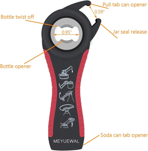 Jar Opener, 5 in 1 Multi Function Can Opener Bottle Opener Kit with Silicone Handle Easy to Use for Children, Elderly and Arthritis Sufferers (App...
