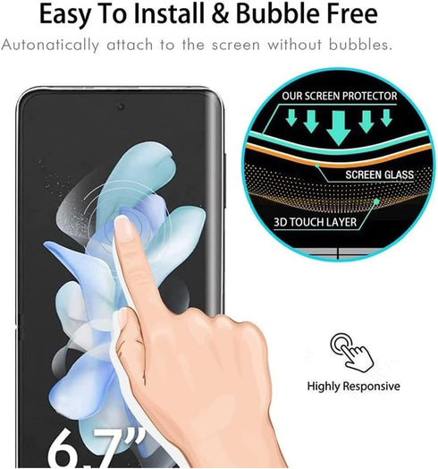 Flip 4 High Sensitivity Hydrogel Screen Protector for Samsung Galaxy Z Flip4 5G, 2 Pieces Transparent Soft TPU Protective Film (NOT Tempered Glass...